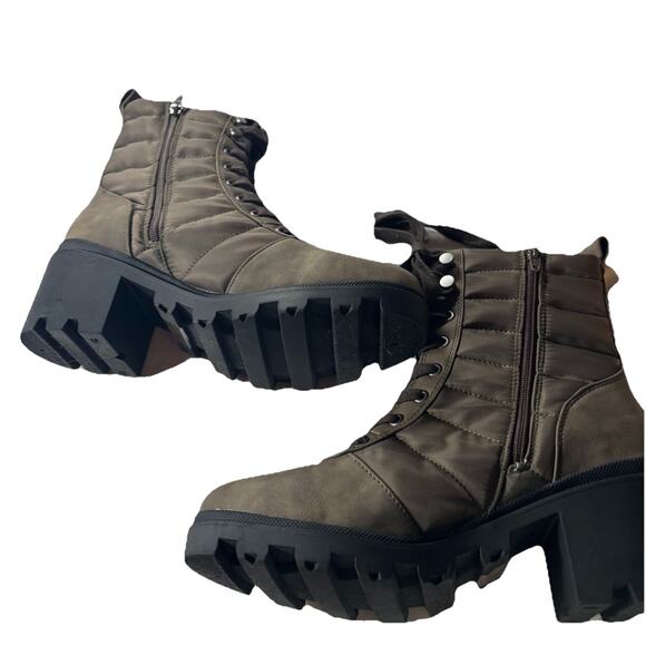 NEW DV DOLVE VITA Size 10 Olive Leather Insulated Quilted Fabric Lace Boot - Picture 6 of 8